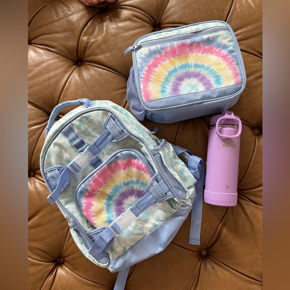 Pottery Barn Kids Mackenzie Aqua Rainbow Bright Tie-Dye Backpack Small Lunch Box
